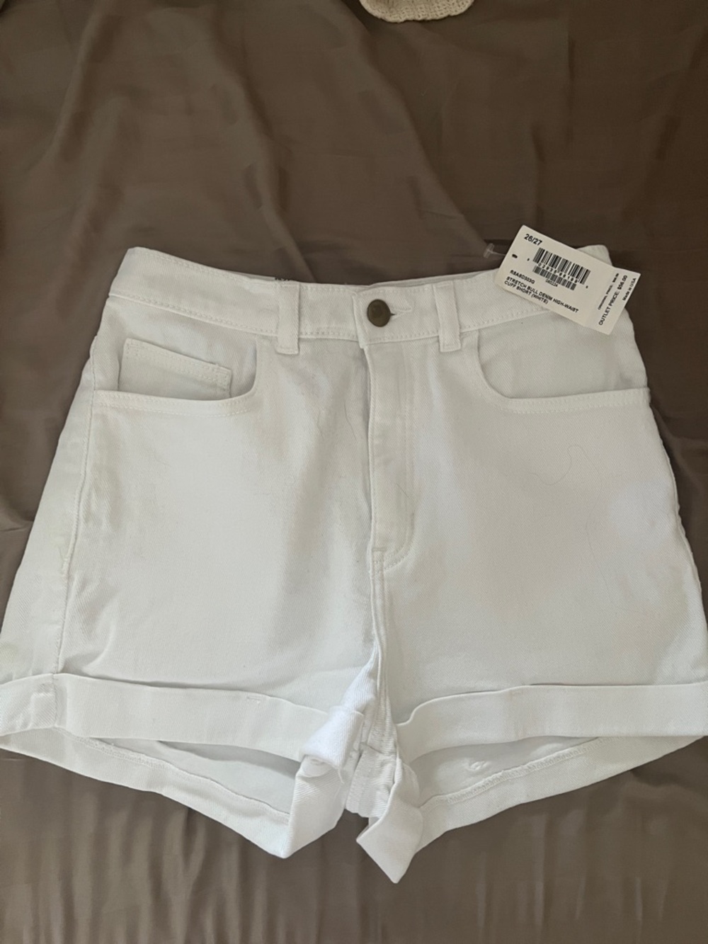 American Apparel White High-Waist Cuffed Women's Shorts